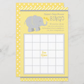 Modern Yellow and Gray Elephant Baby Shower Bingo (Front/Back)