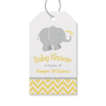 Modern Yellow and Gray Elephant Baby Shower Gift Tags