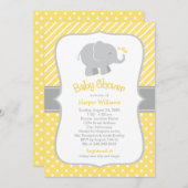 Modern Yellow and Gray Elephant Baby Shower Invitation (Front/Back)