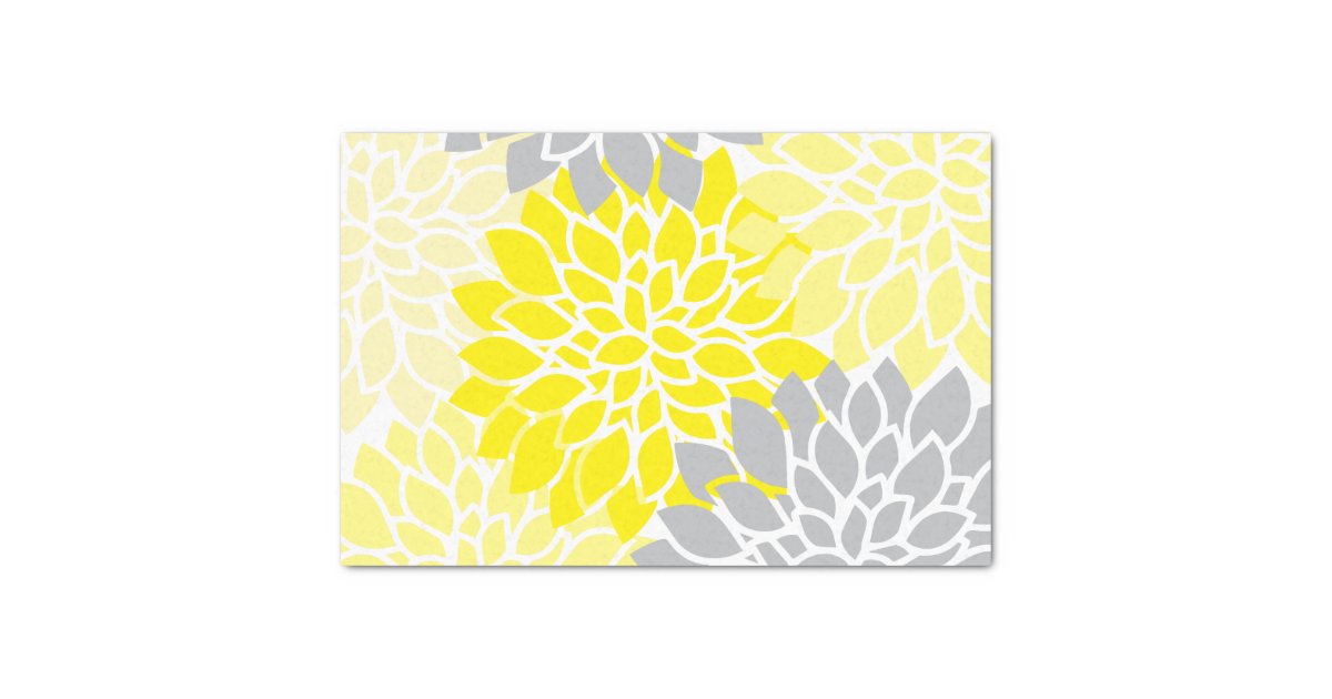Modern Yellow and Gray Floral Tissue Paper Zazzle