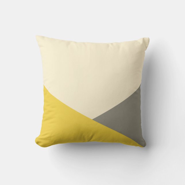 Modern Yellow and Gray Geometric Pattern  Throw Pillow (Front)
