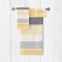 Black & Yellow Geometric Funky Modern Pattern Bath Towel Set, Zazzle