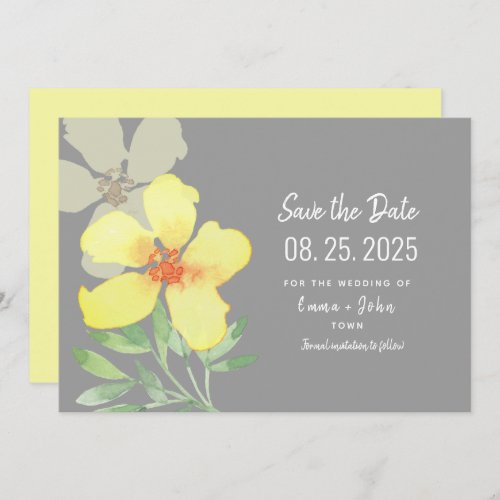 Modern Yellow and Grey Wedding Save The Date