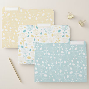 Modern Yellow and Mint Green Floral File Folder