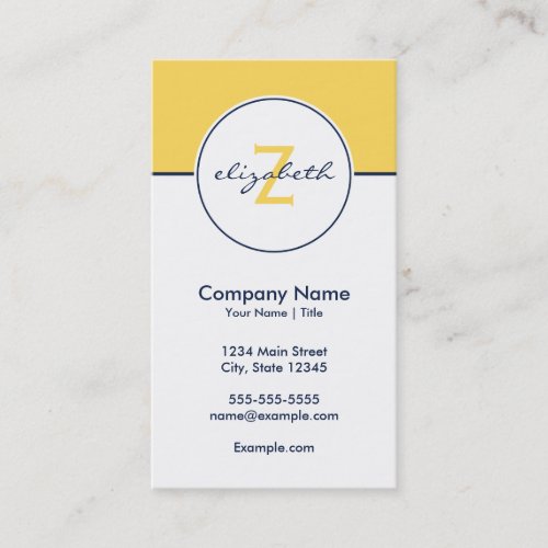 Modern Yellow and Navy Business Card