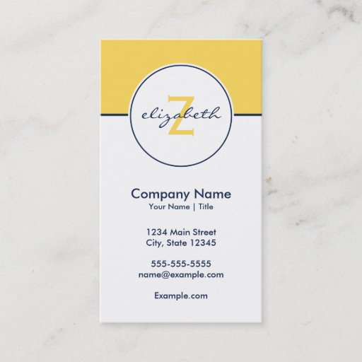 Customizable Modern Yellow and Navy Business Card