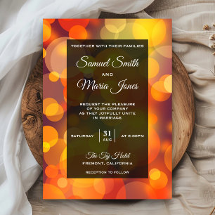Modern Yellow and Orange Bokeh Wedding Invitation