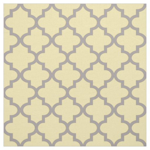 Modern Yellow and Pewter Gray Quatrefoil Pattern Fabric