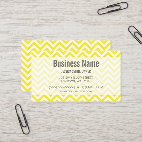 Modern Yellow and White Chevron Pattern Business Card Templates
