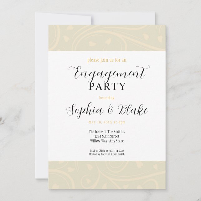 Modern Yellow and White Floral Engagement Party Invitation (Front)