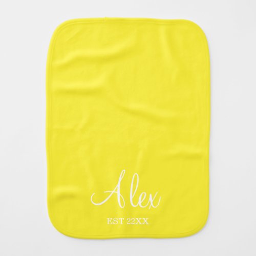 modern yellow and white monogram initil baby burp cloth