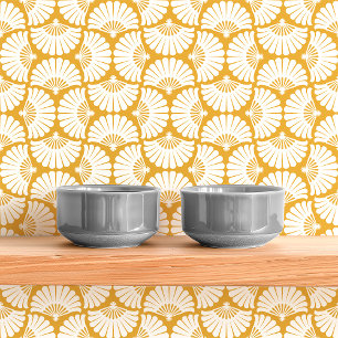 Modern Yellow  And White Ogee Palm Fan Wallpaper