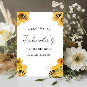 Modern  Yellow Bee Bridal Shower Welcome Sign