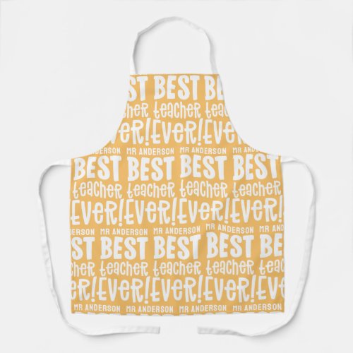 Modern yellow best teacher typography gift apron