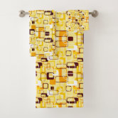 Black & Yellow Geometric Funky Modern Pattern Bath Towel Set, Zazzle