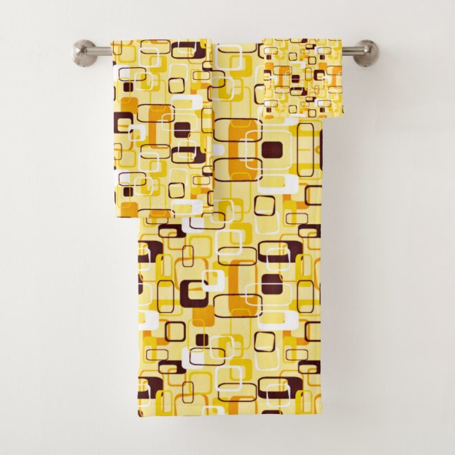 Modern Yellow & black abstract style Bath Towel Set (Insitu)