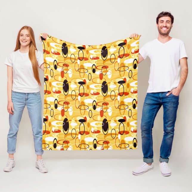 Modern Yellow & black abstract style Fleece Blanket (In Situ)