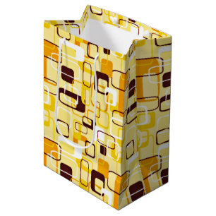 Modern Yellow & black abstract style Medium Gift Bag