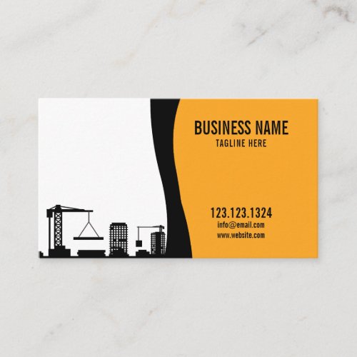 Modern Yellow  Black Building Site Construction Business Card
