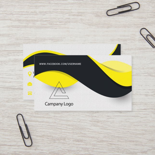 Modern yellow & black business card (Front/Back In Situ)