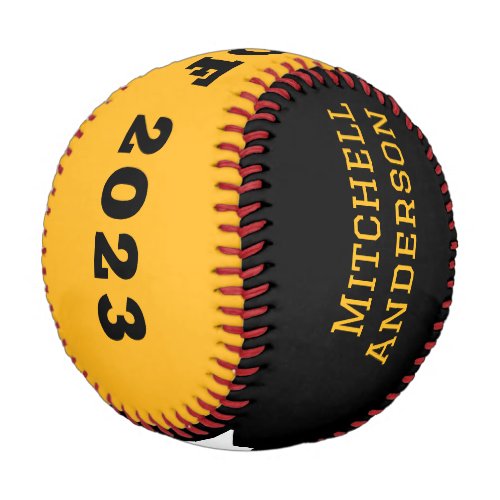 Modern Yellow Black Custom Graduation Baseball