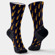 Modern Yellow & Black Saxophone Pattern Cool Jazzy Socks at Zazzle