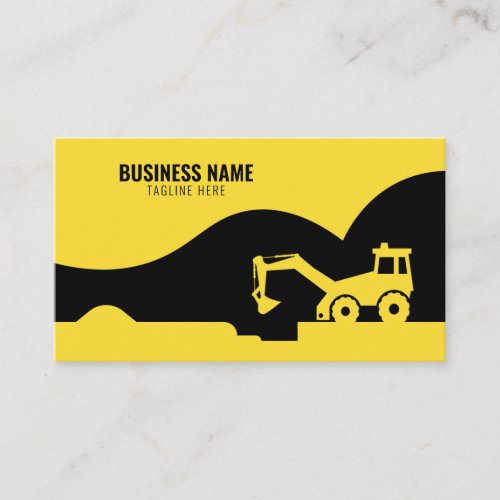 Modern Yellow  Black Tractor Silhouette Building Business Card