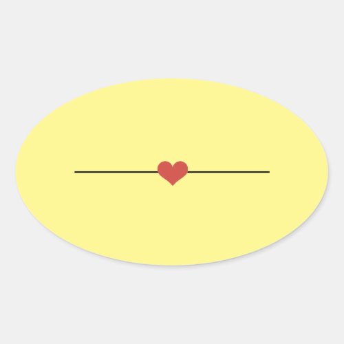 Modern yellow blank heart oval sticker