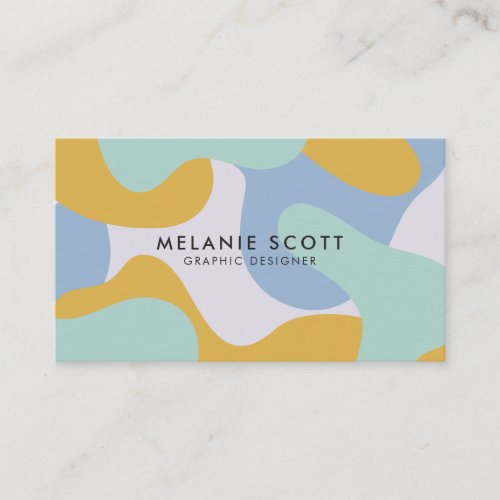 Modern yellow blue abstract pattern minimalist business card
