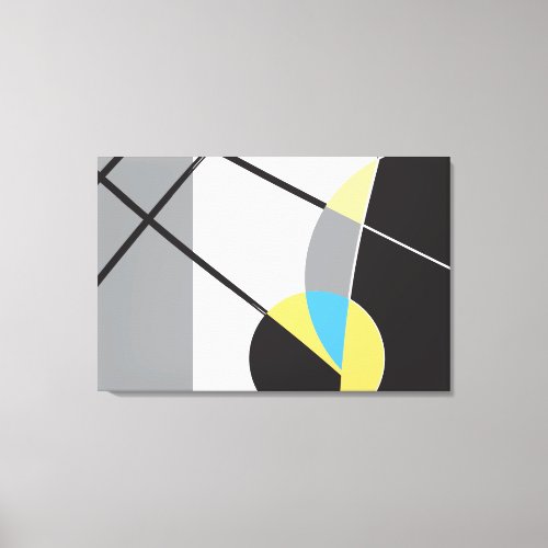 Modern yellow blue black abstract wall art