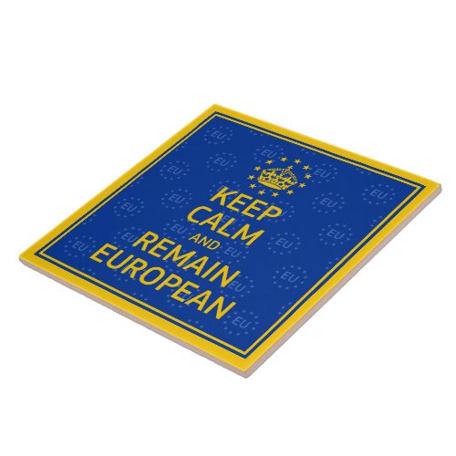 Modern Yellow Blue Keep Calm Crown Europe Art Ceramic Tile