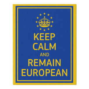 Modern Yellow Blue Keep Calm Crown Europe Art Faux Canvas Print