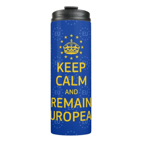 Modern Yellow Blue Keep Calm Crown Europe Art Thermal Tumbler