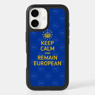 Modern Yellow Blue Keep Calm Crown Europe Logo iPhone 16 Case
