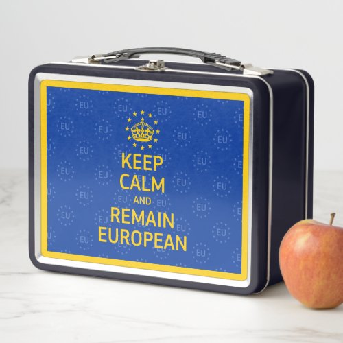 Modern Yellow Blue Keep Calm Crown Europe Vector Metal Lunch Box