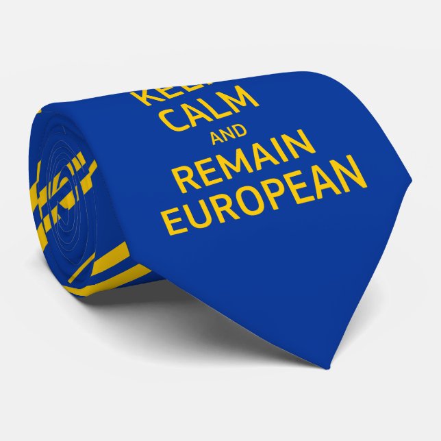 Modern Yellow Blue Keep Calm Crown Europe Vector Neck Tie (Rolled)