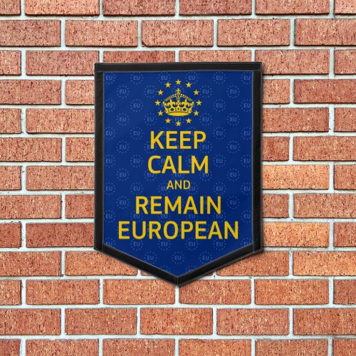 Modern Yellow Blue Keep Calm Crown Europe Vector Pennant