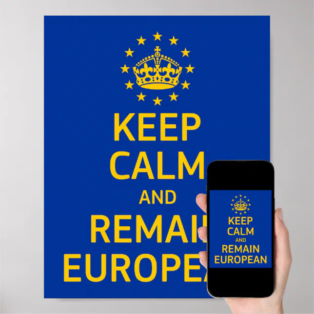 Modern Yellow Blue Keep Calm Crown Europe Vector Poster | Zazzle