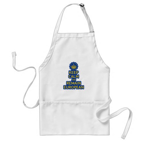 Modern Yellow Blue Keep Calm Crown European Pun Adult Apron