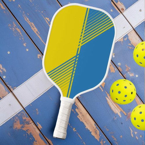 Modern Yellow Blue Sports Split Fade Pickleball Paddle