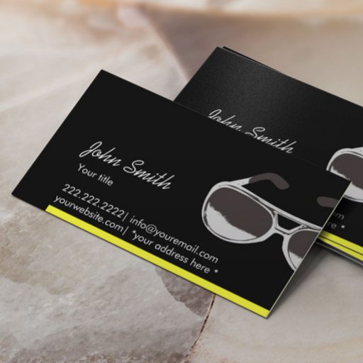 Customizable Modern Yellow Border Sunglasses Dark Business Card