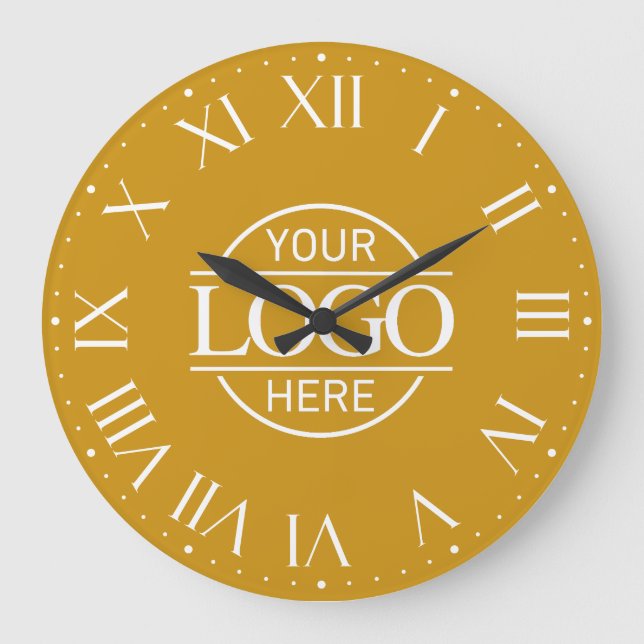 Modern Yellow Branded Company Business Logo Custom Large Clock (Front)