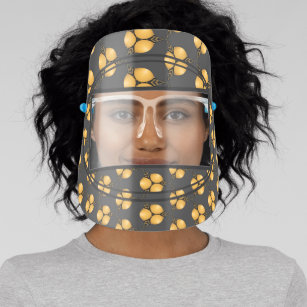 Modern Yellow Brown Abstract Geometric Pattern Face Shield