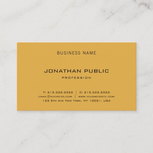 Modern Yellow Brown Minimalist Template Elegant Business Card