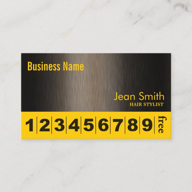 Modern Yellow Brunet Hair Salon Loyalty Card (Front)