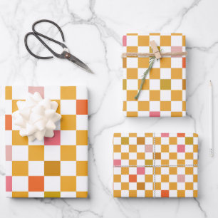 Modern Yellow Checkered Wrapping Paper