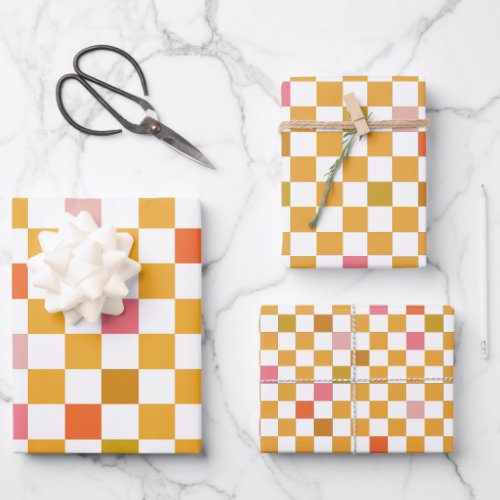 Modern Yellow Checkered Wrapping Paper