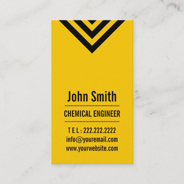 Modern Yellow Chemical Engineer Business Card (Front)