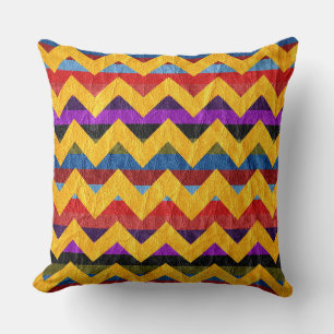 Modern Yellow Chevron Leather Throw Pillow