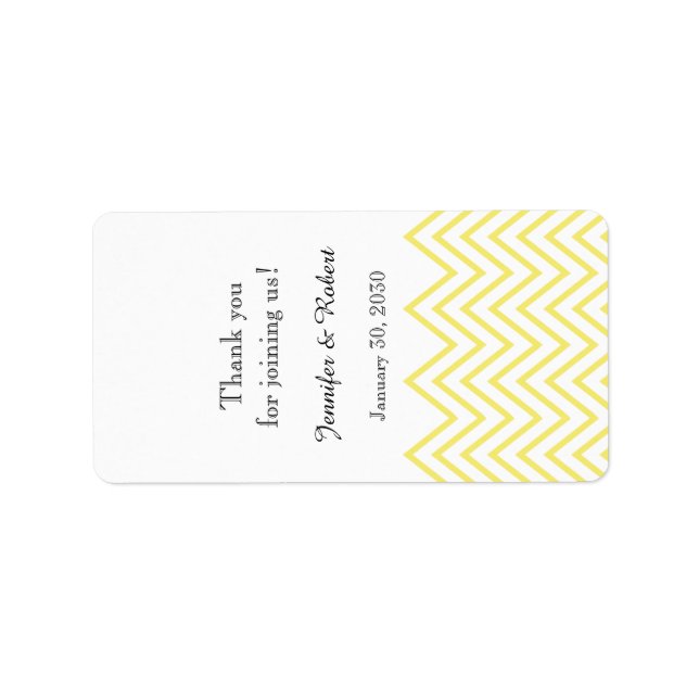 Modern Yellow Chevron Wedding Lip Balm Label (Front)